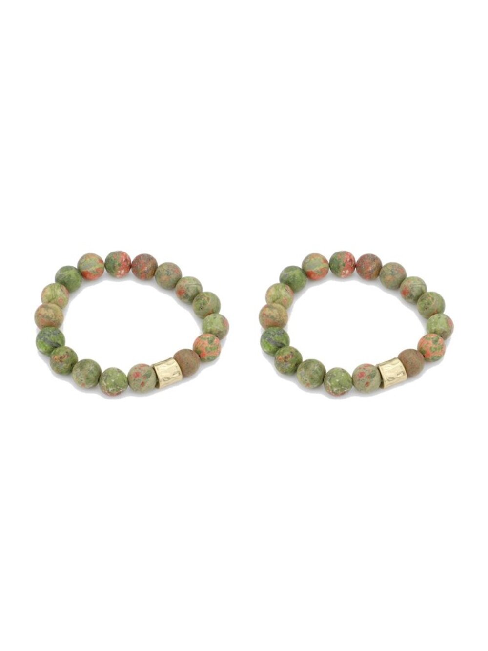 2 Matching Unakite Jasper Bracelets - Mom and Daughter or Best Friend Set